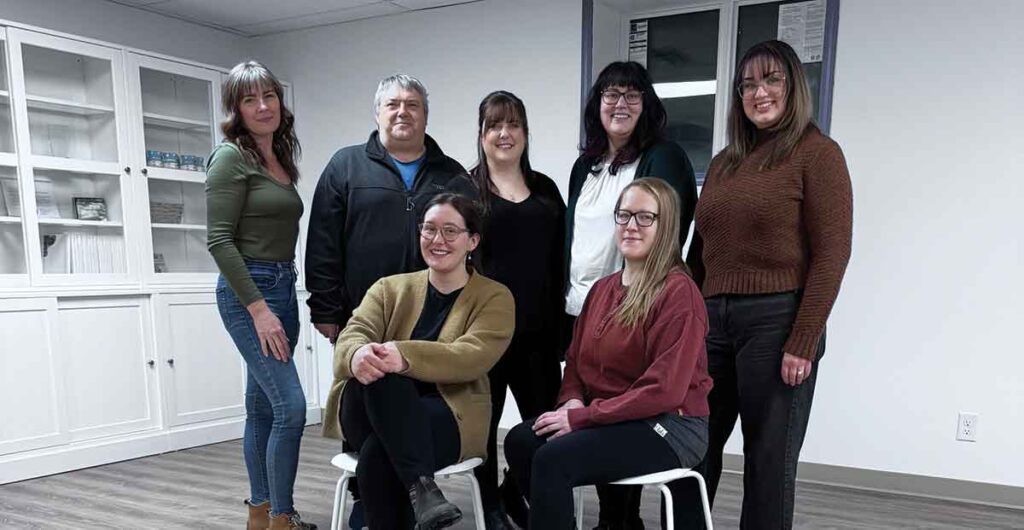 Creative Cocoon board members, back row: Lisa Klym (co-chair), Ron Rogowsky (treasurer), Jenna Stansell (chair), Rachel Plett (secretary), Jesica Plett; front row, Emilie Cardinal and Ingen Gulay. Missing from the photo is Kim Dubek